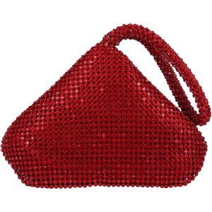 6'' Women Red Triangle Full Rhinestones Bags for Party